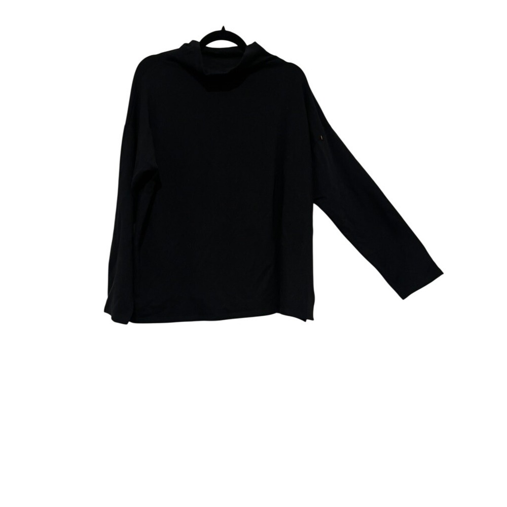 Eileen Fisher sz L black high mock neck minimalist long sleeve sweater LL - Picture 1 of 2